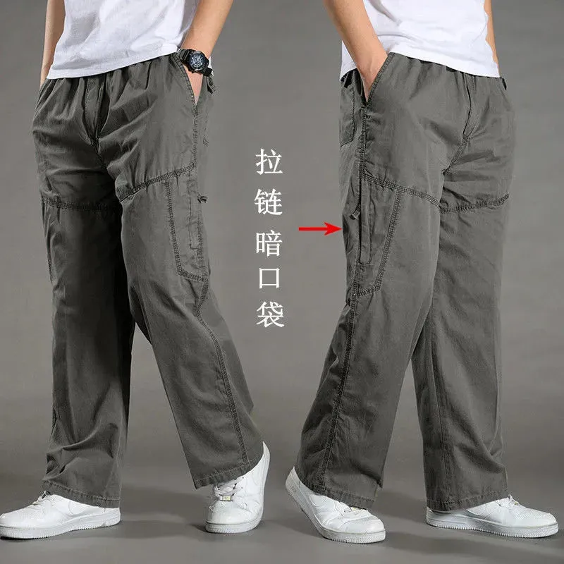 Men's Cargo Pants Summer Spring Cotton Joggers, 6XL