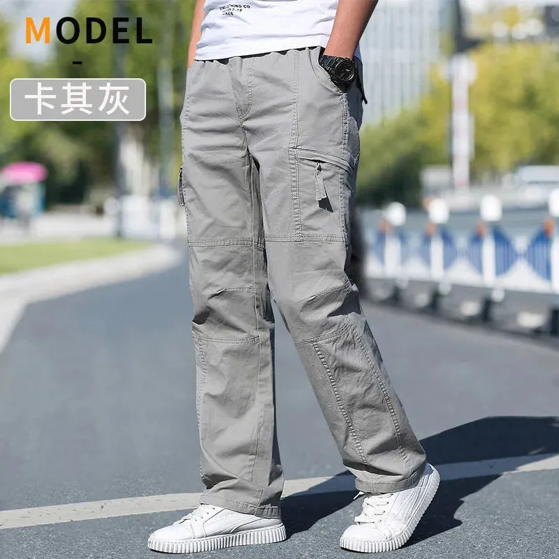 Men's Cargo Pants Summer Spring Cotton Joggers, 6XL