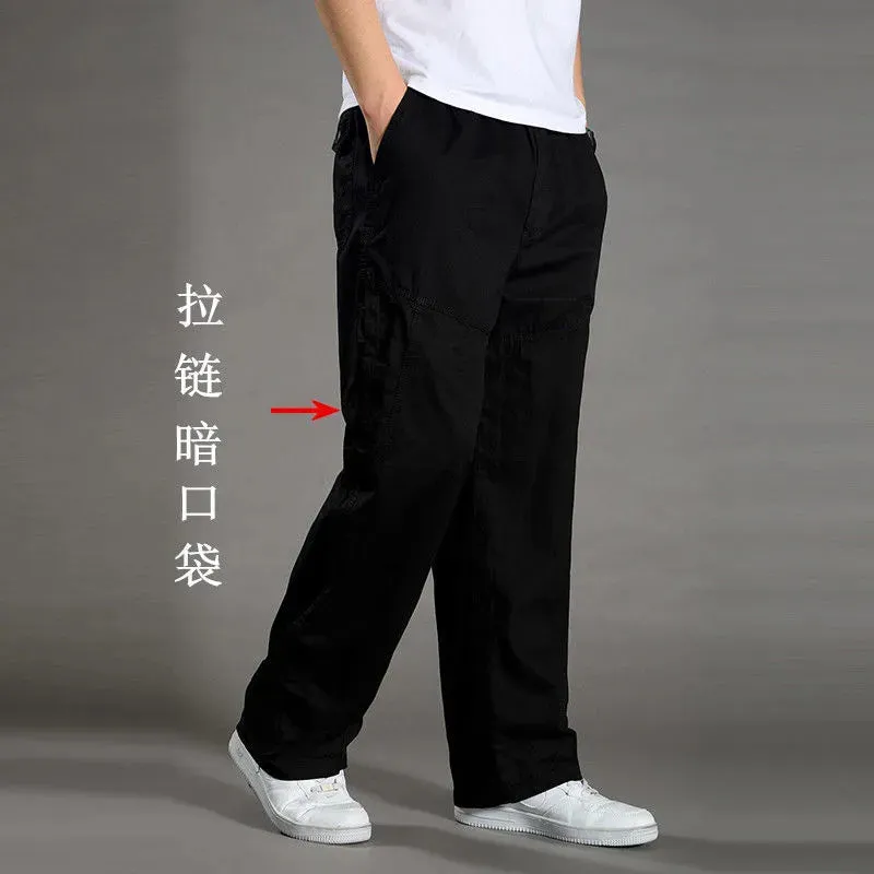 Men's Cargo Pants Summer Spring Cotton Joggers, 6XL