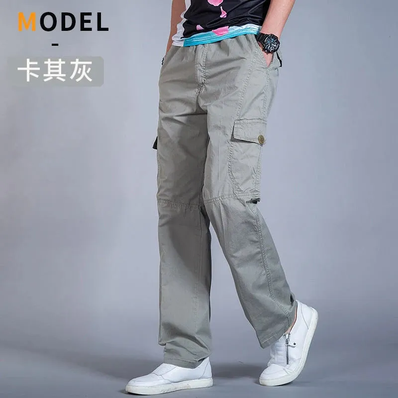 Men's Cargo Pants Summer Spring Cotton Joggers, 6XL