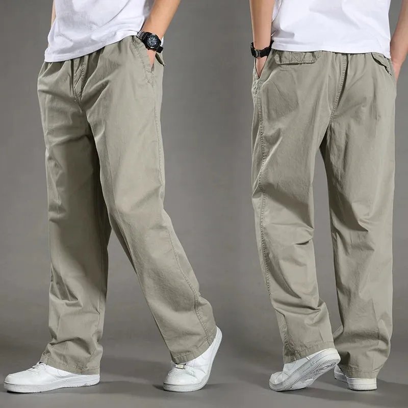Men's Cargo Pants Summer Spring Cotton Joggers, 6XL