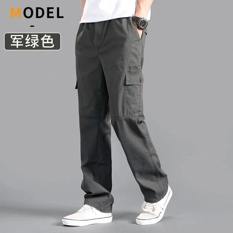 Men's Cargo Pants Summer Spring Cotton Joggers, 6XL