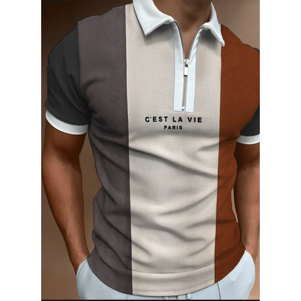 Men's Casual Contrast Polo Shirt