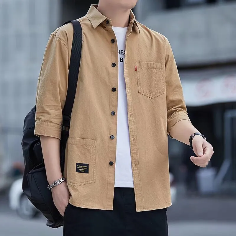 Men's Casual Cotton Medium Sleeve Shirt（50% OFF）