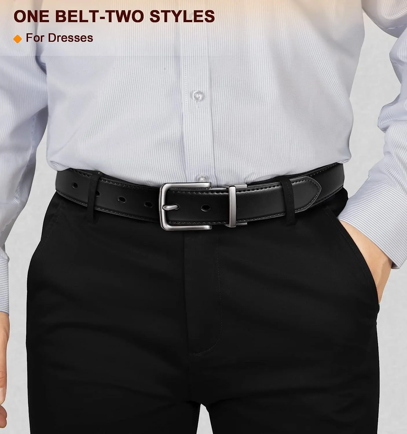 Men's double-sided belt 1.25" For Mens Casual and Dress pants