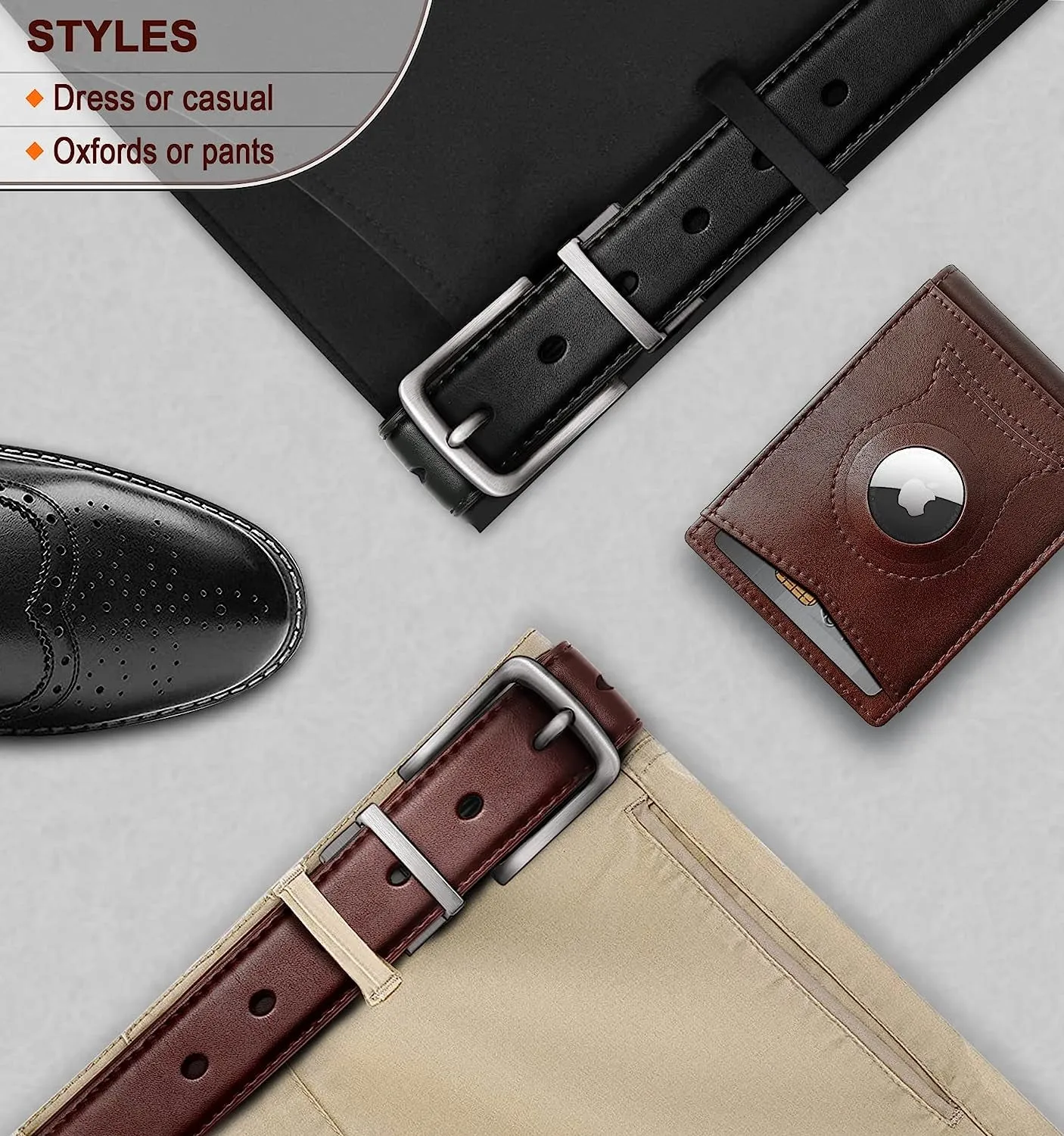 Men's double-sided belt 1.25" For Mens Casual and Dress pants