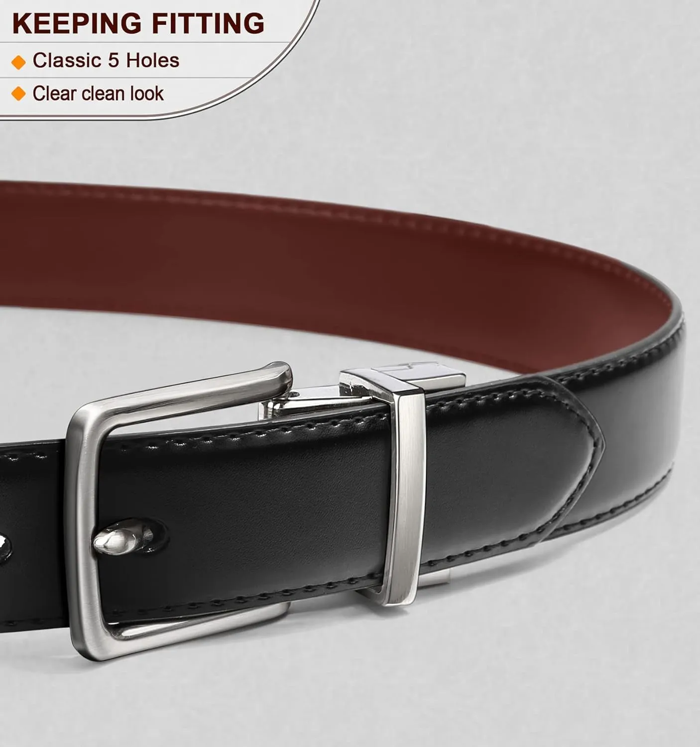 Men's double-sided belt 1.25" For Mens Casual and Dress pants