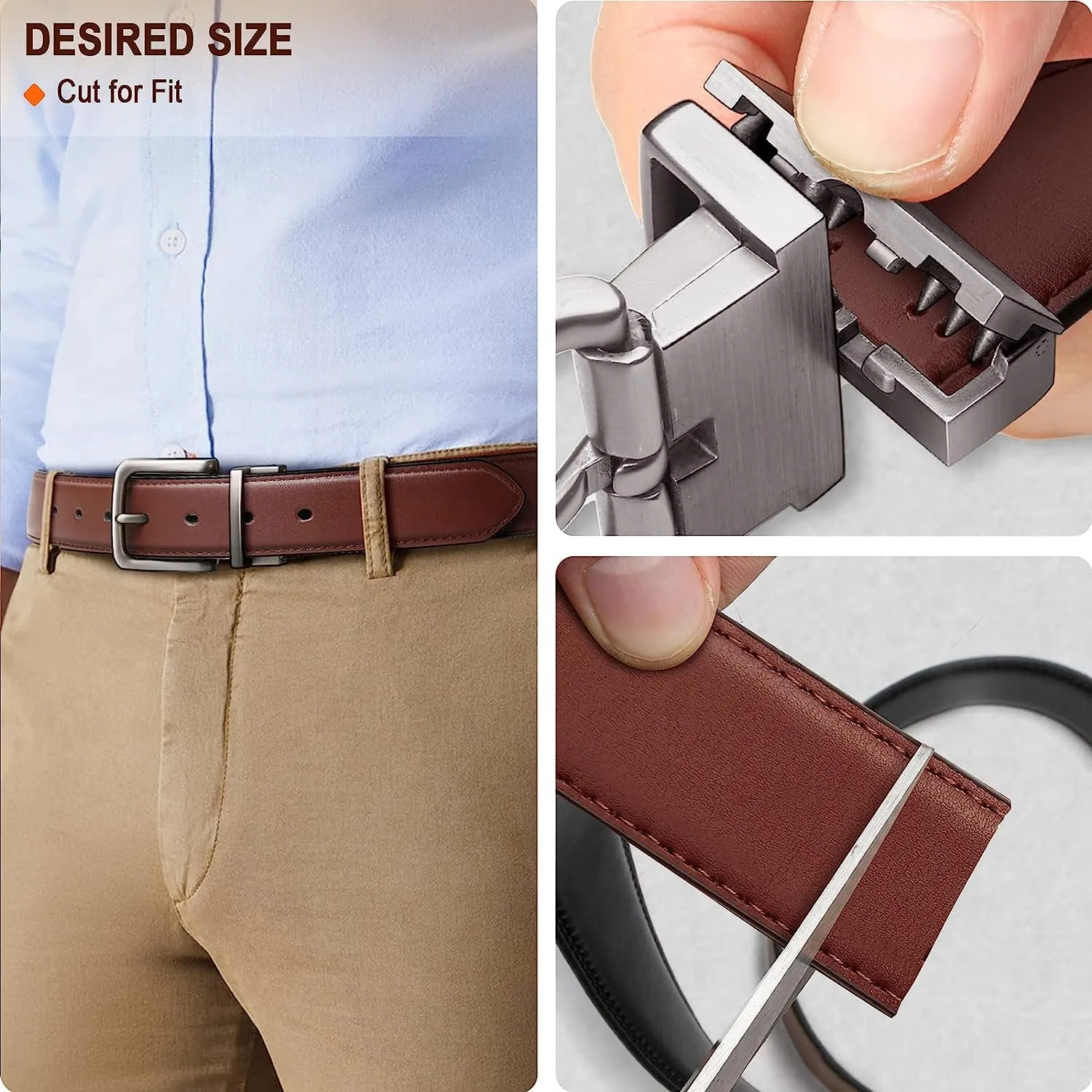 Men's double-sided belt 1.25" For Mens Casual and Dress pants
