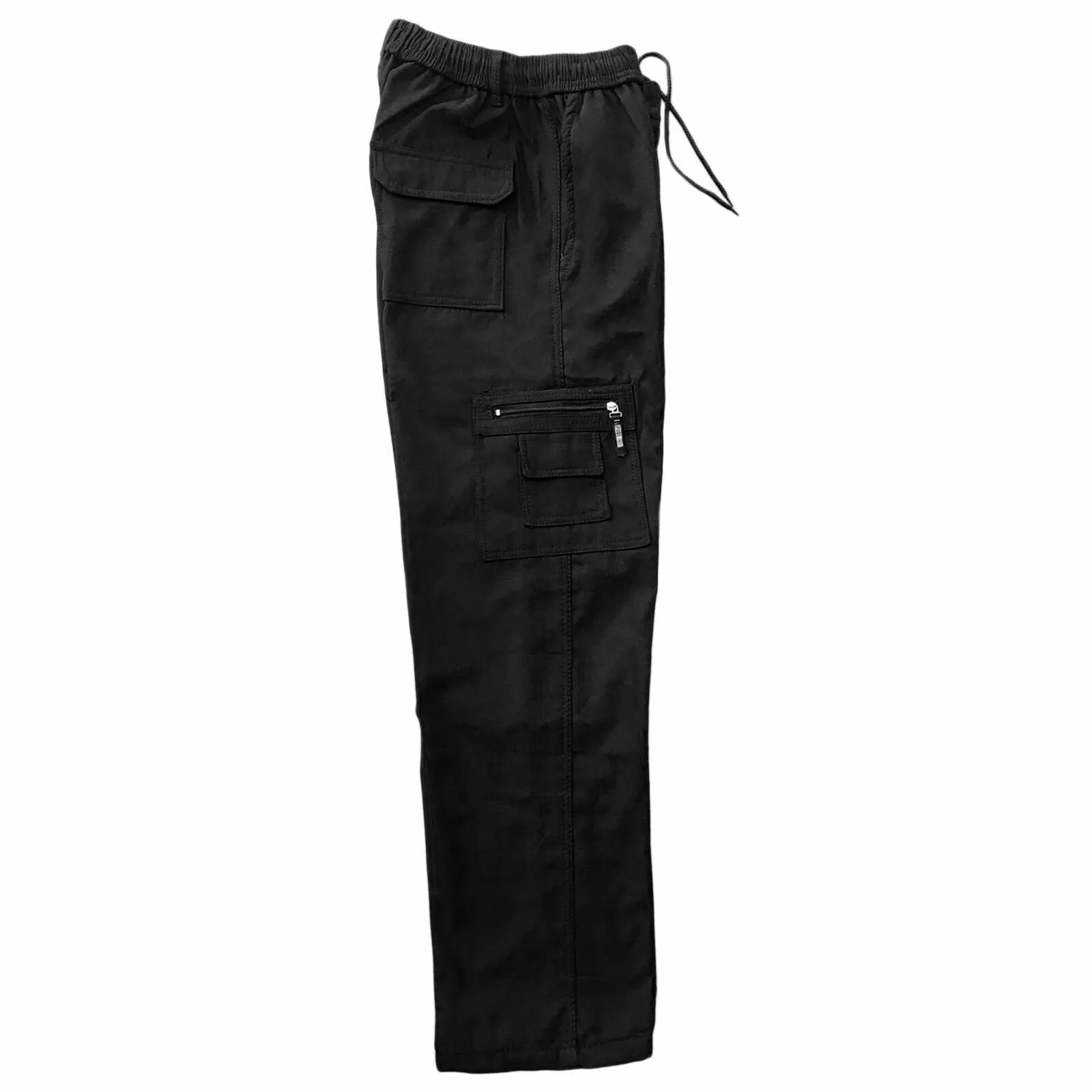 MENS FLEECE LINED CARGO BOTTOMS ELASTICATED WALKING TROUSERS COMBAT WORK PANTS