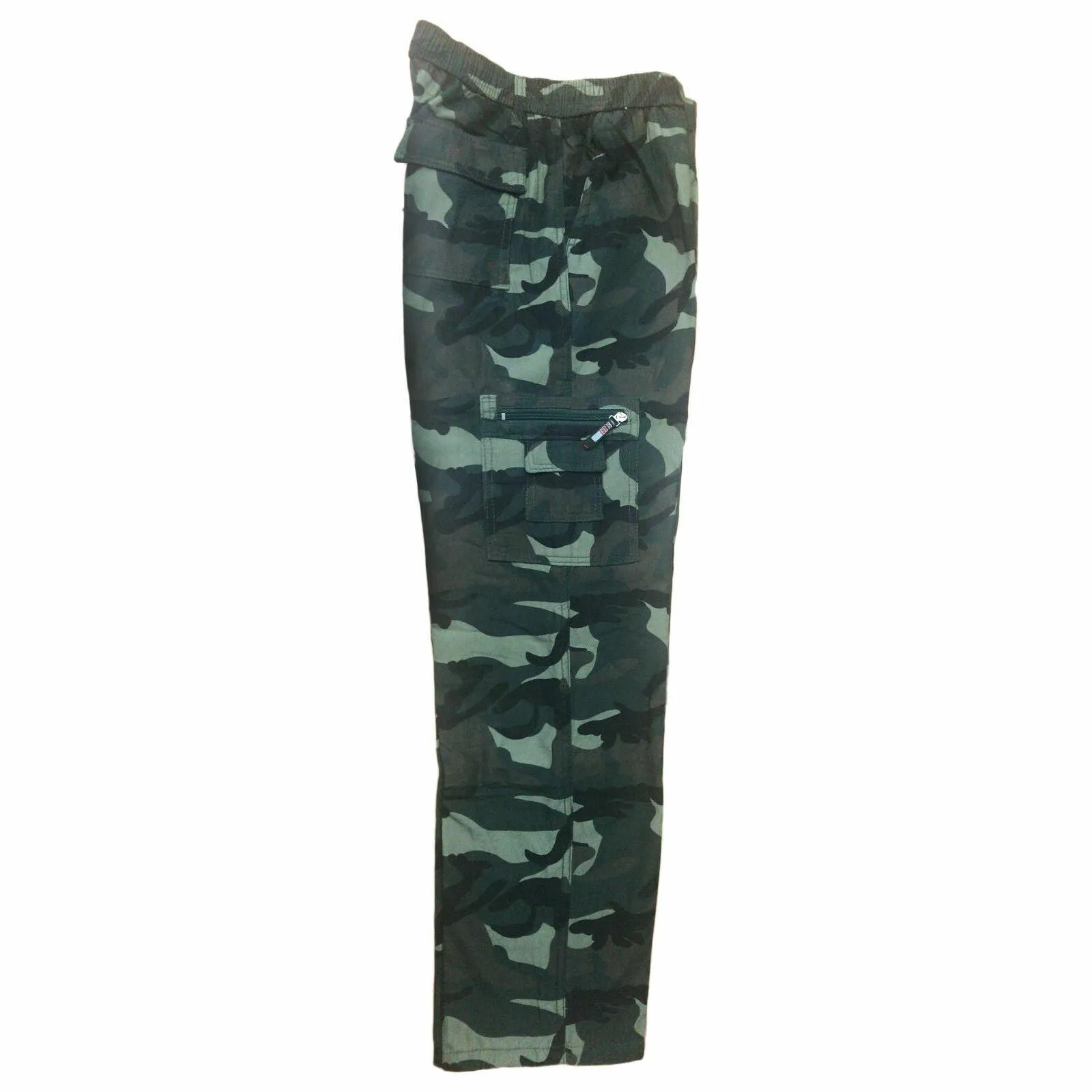 MENS FLEECE LINED CARGO BOTTOMS ELASTICATED WALKING TROUSERS COMBAT WORK PANTS