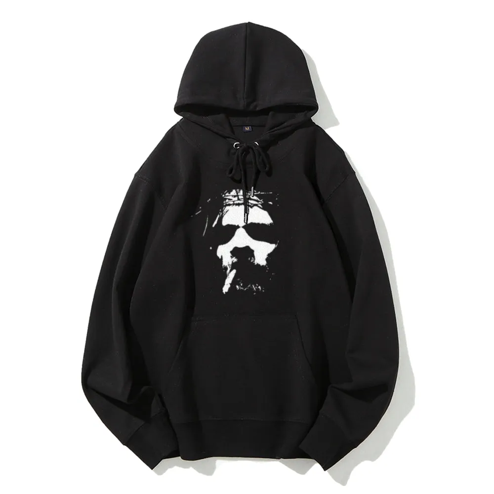 Mens Horror Portrait Face Graphic Pullover Hoodies