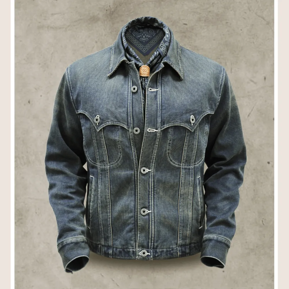 Men's Washed Western Denim Jacket