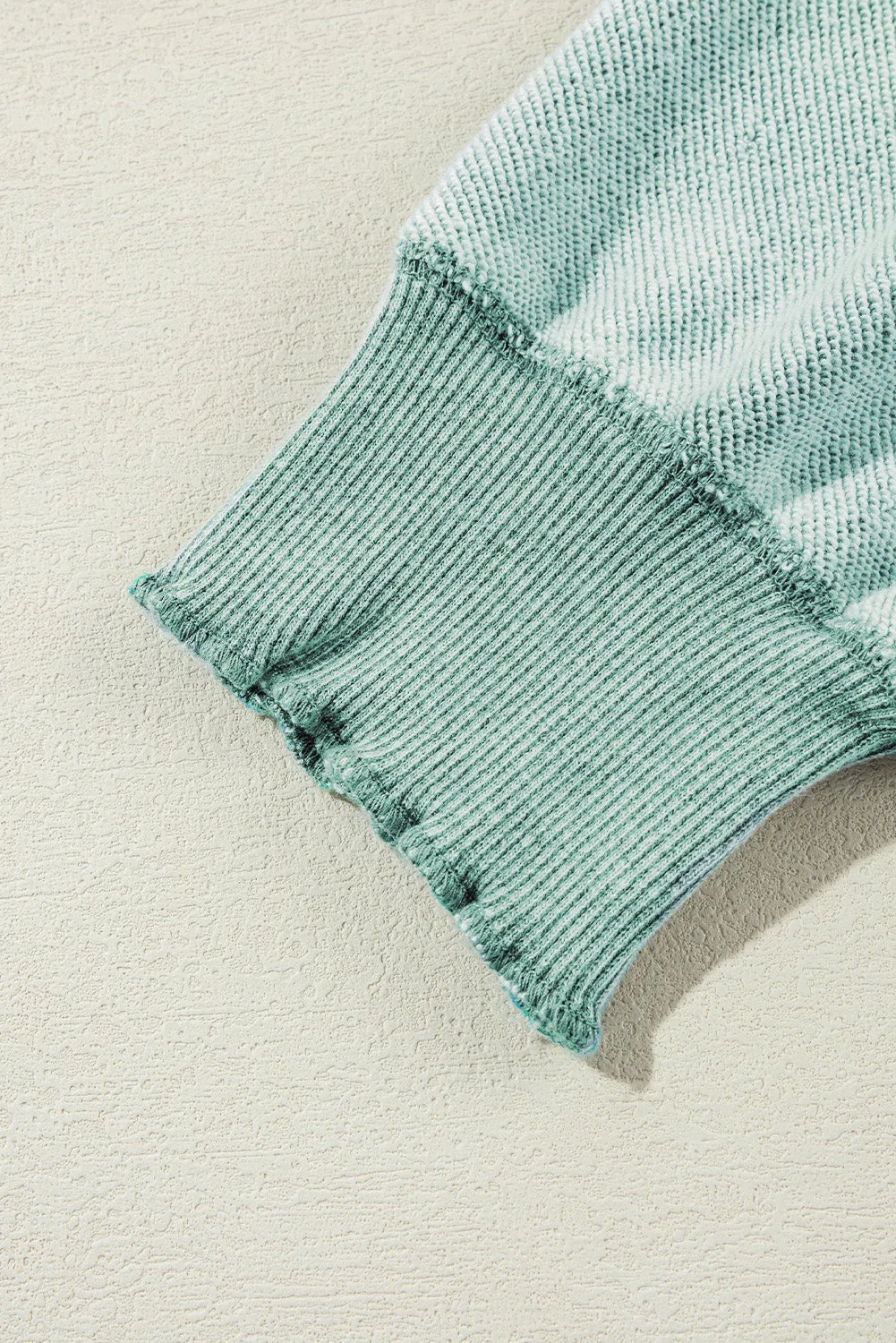Mineral Blue Waffle Knit Patchwork Exposed Seam Raglan Sweatshirt
