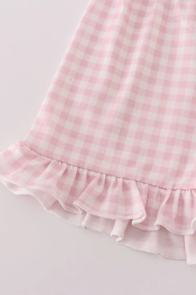 Mint hunting puppy embroidery ruffle shorts set