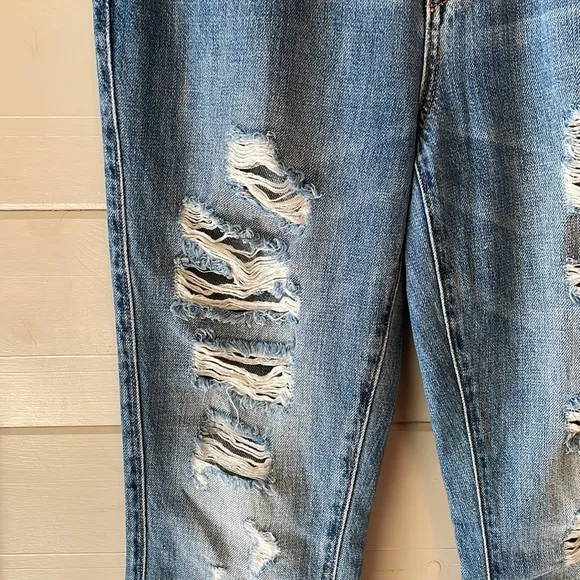 Miss Me High Rise Flare Leg Raw Hem Denim Jeans Size 24.
