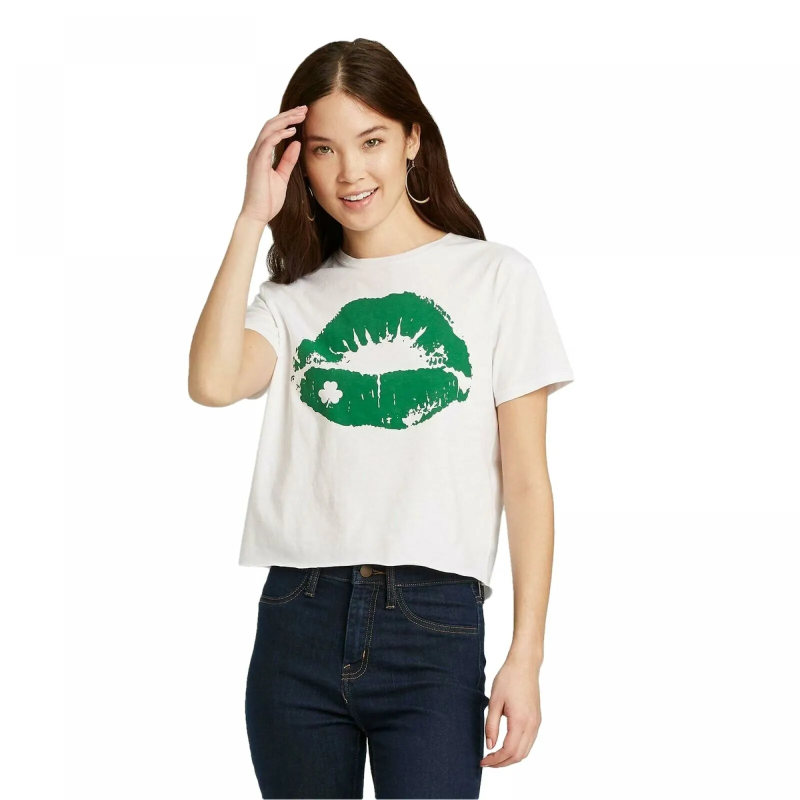 ModernLux Women's St. Patrick's Day Lips With Clover T-Shirt