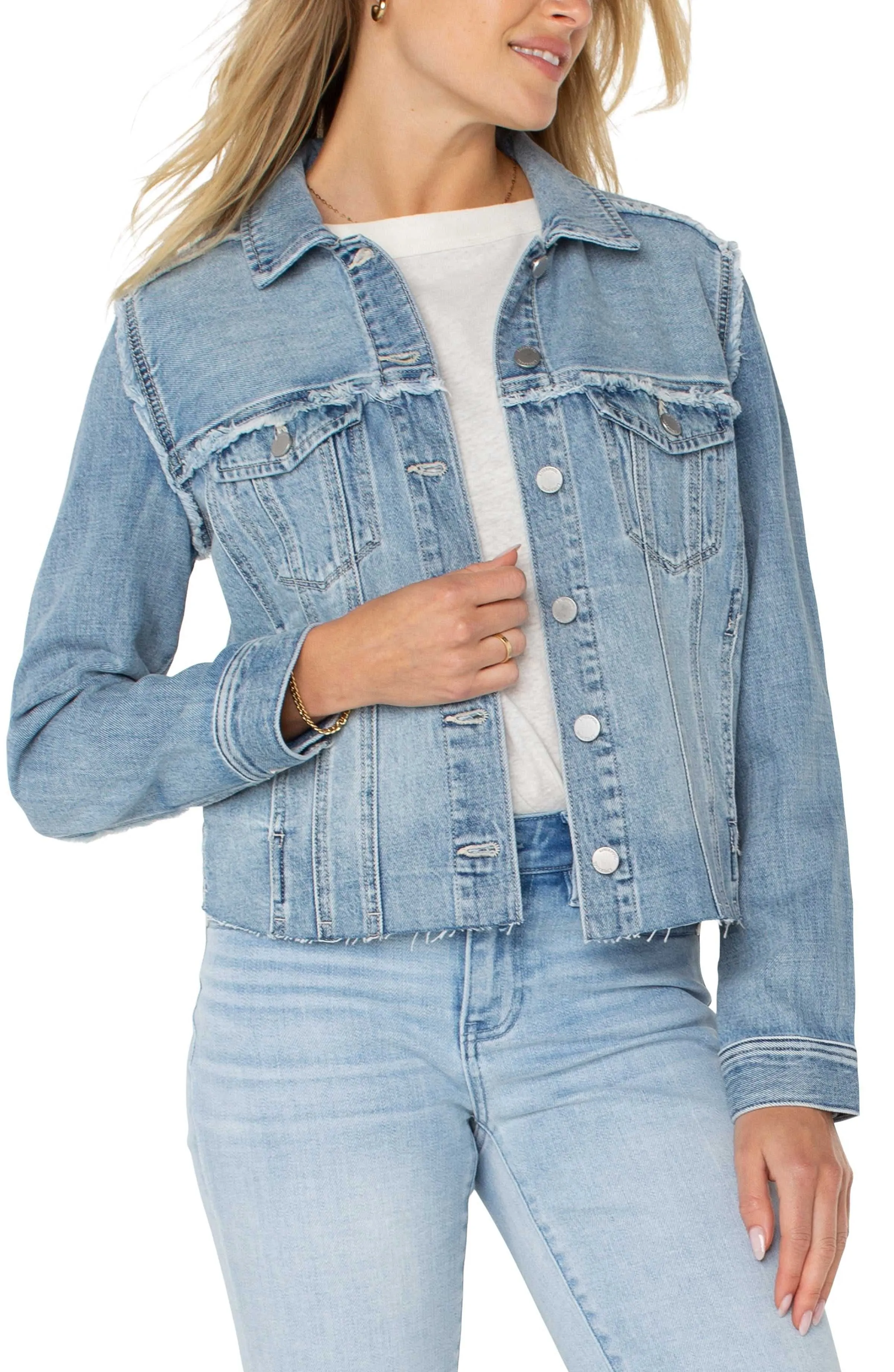 Multi Fray Trucker Jacket by Liverpool