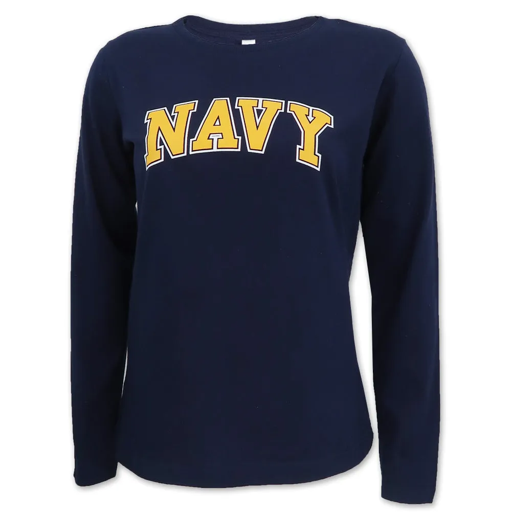 Navy Ladies Arch Scoop Neck Long Sleeve T-Shirt (Navy)