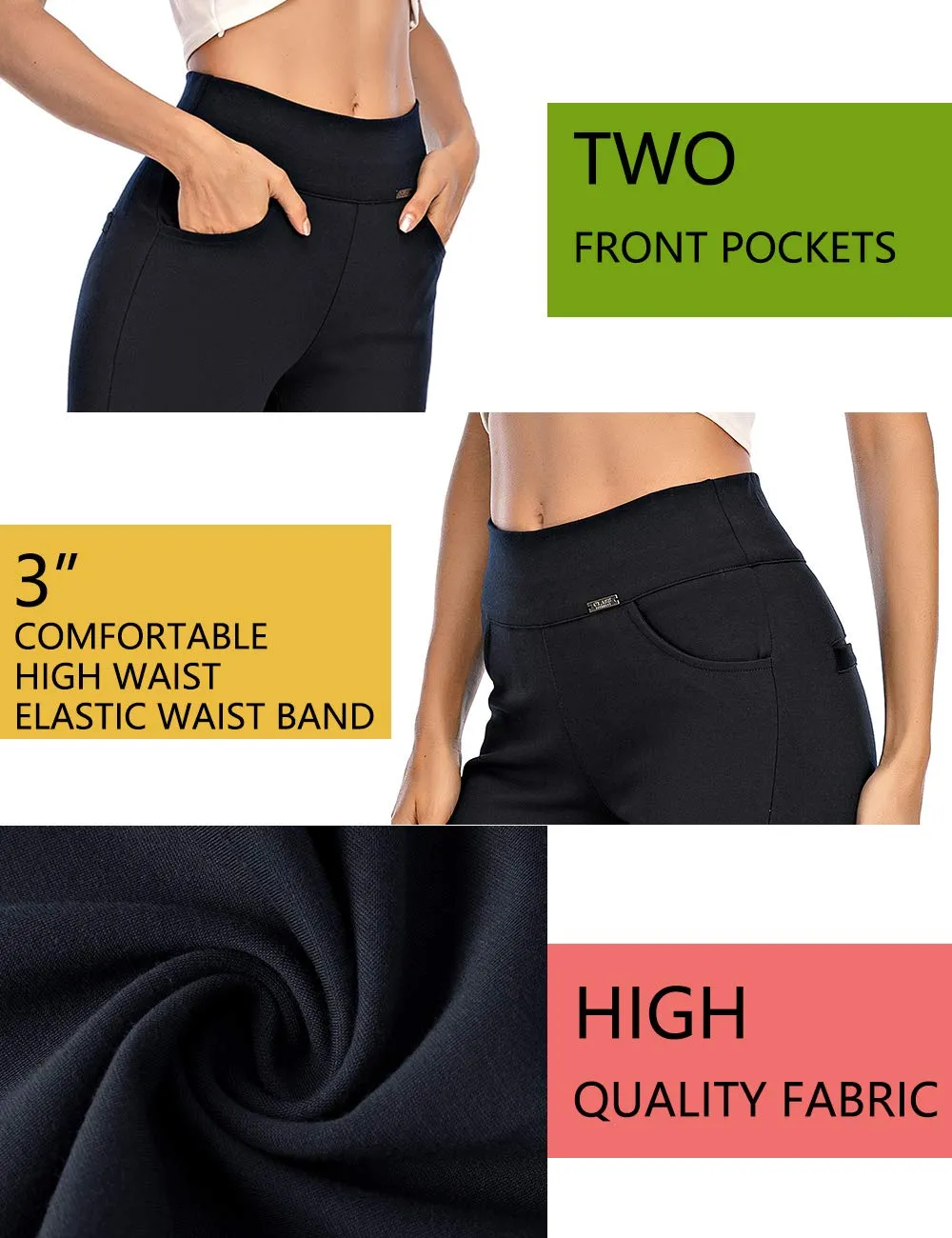 neezeelee Dress Pants for Women Comfort Stretch Slim Fit Leg Skinny High Waist Pull on Pants with Pockets for Work