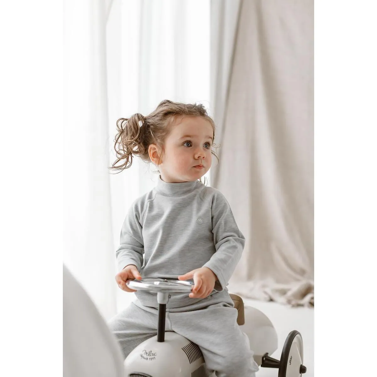 Nest Designs Tanboocel Mock Neck Long Sleeve Shirt   Pants Set, Grey Dawn