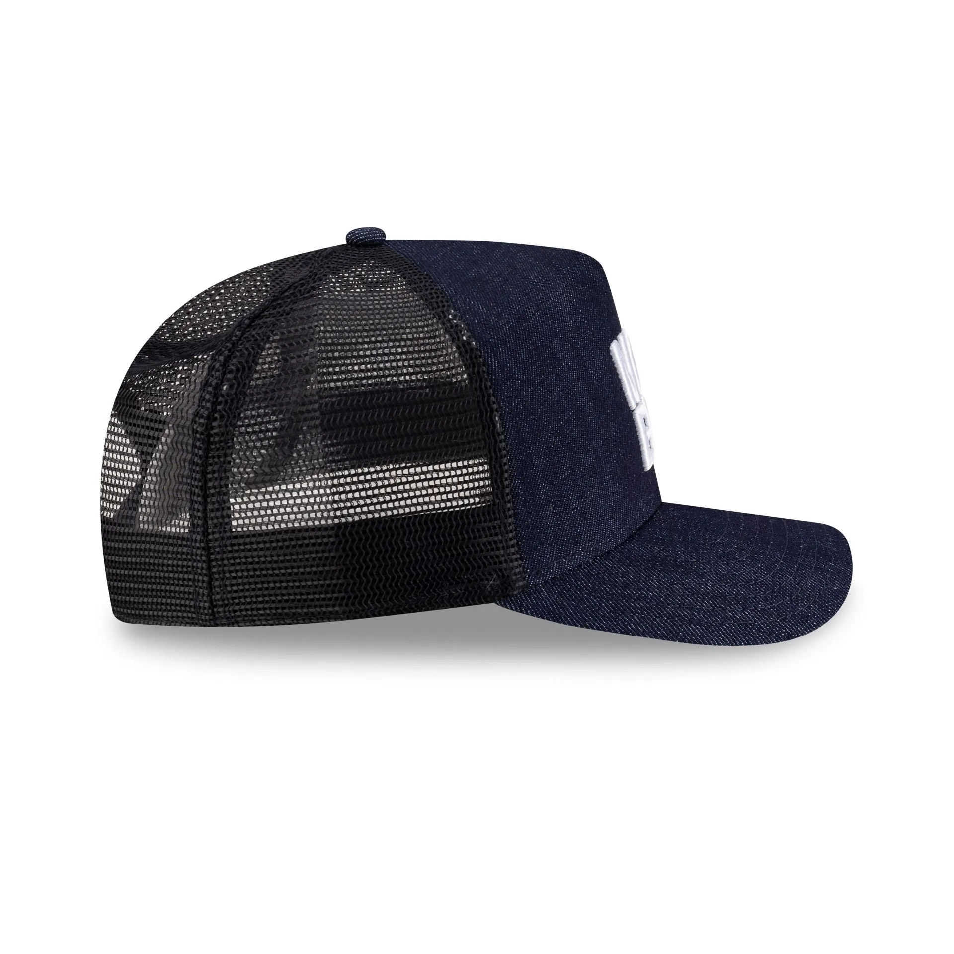 New Era Cap Square Logo Indigo Denim 9FORTY A-Frame Trucker Hat