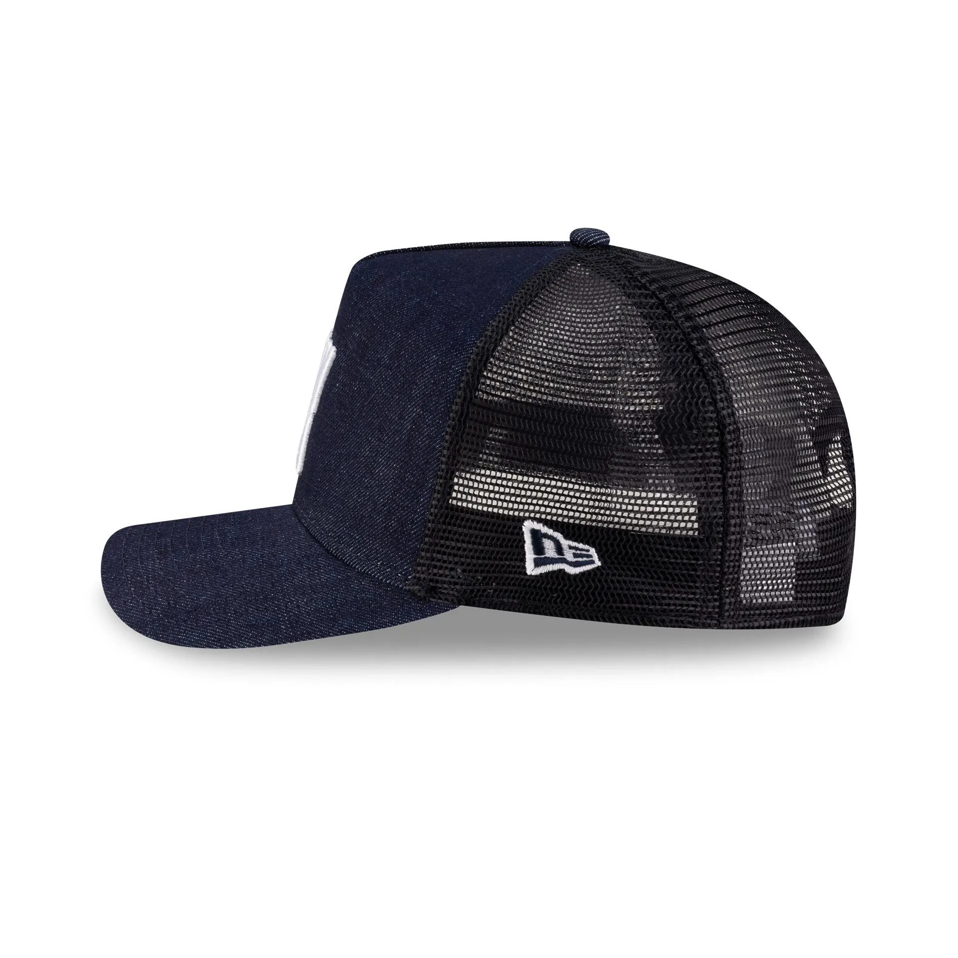 New Era Cap Square Logo Indigo Denim 9FORTY A-Frame Trucker Hat
