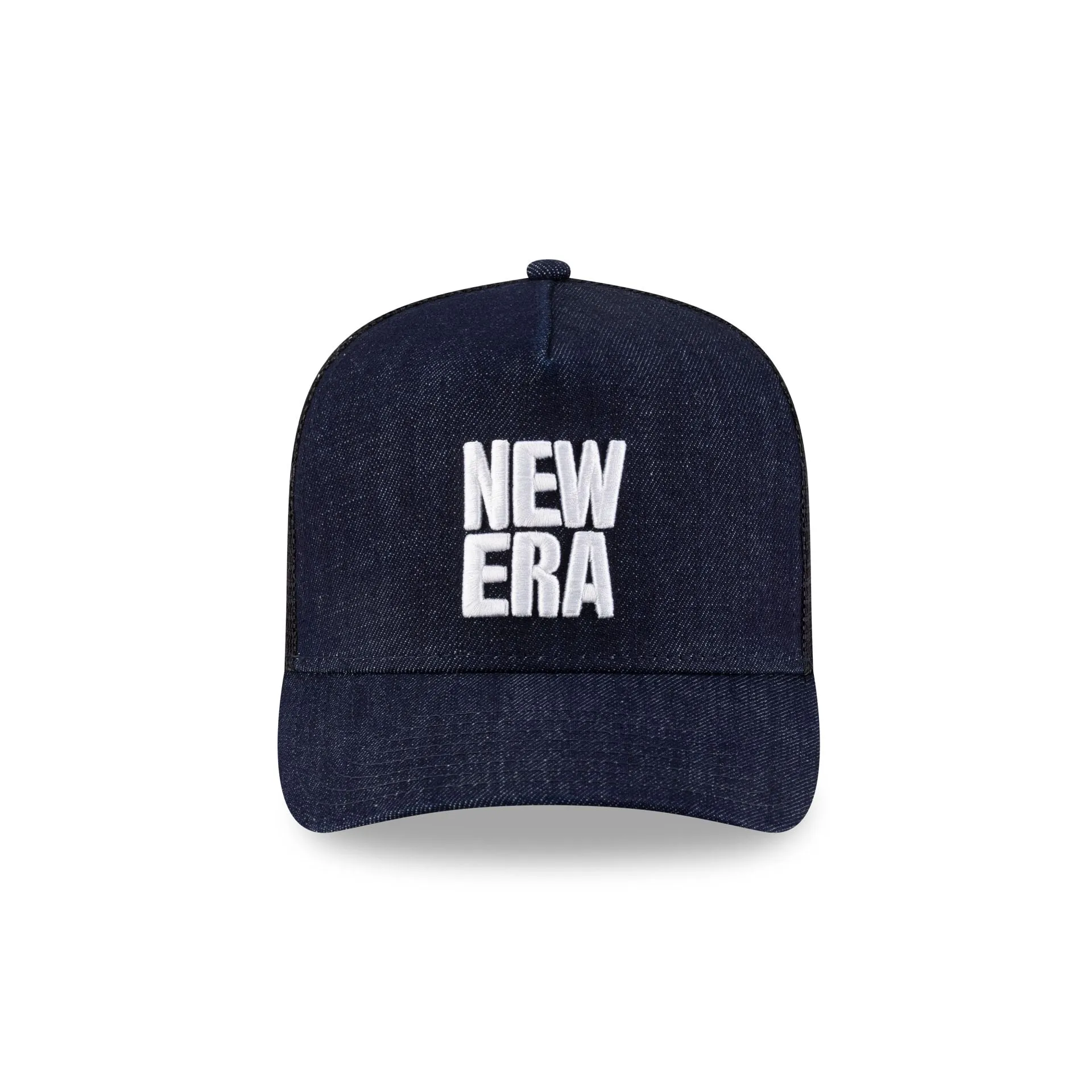 New Era Cap Square Logo Indigo Denim 9FORTY A-Frame Trucker Hat