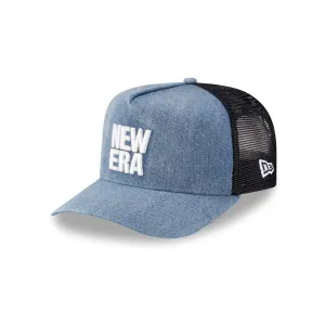 New Era Cap Square Logo Light Denim 9FORTY A-Frame Trucker Hat