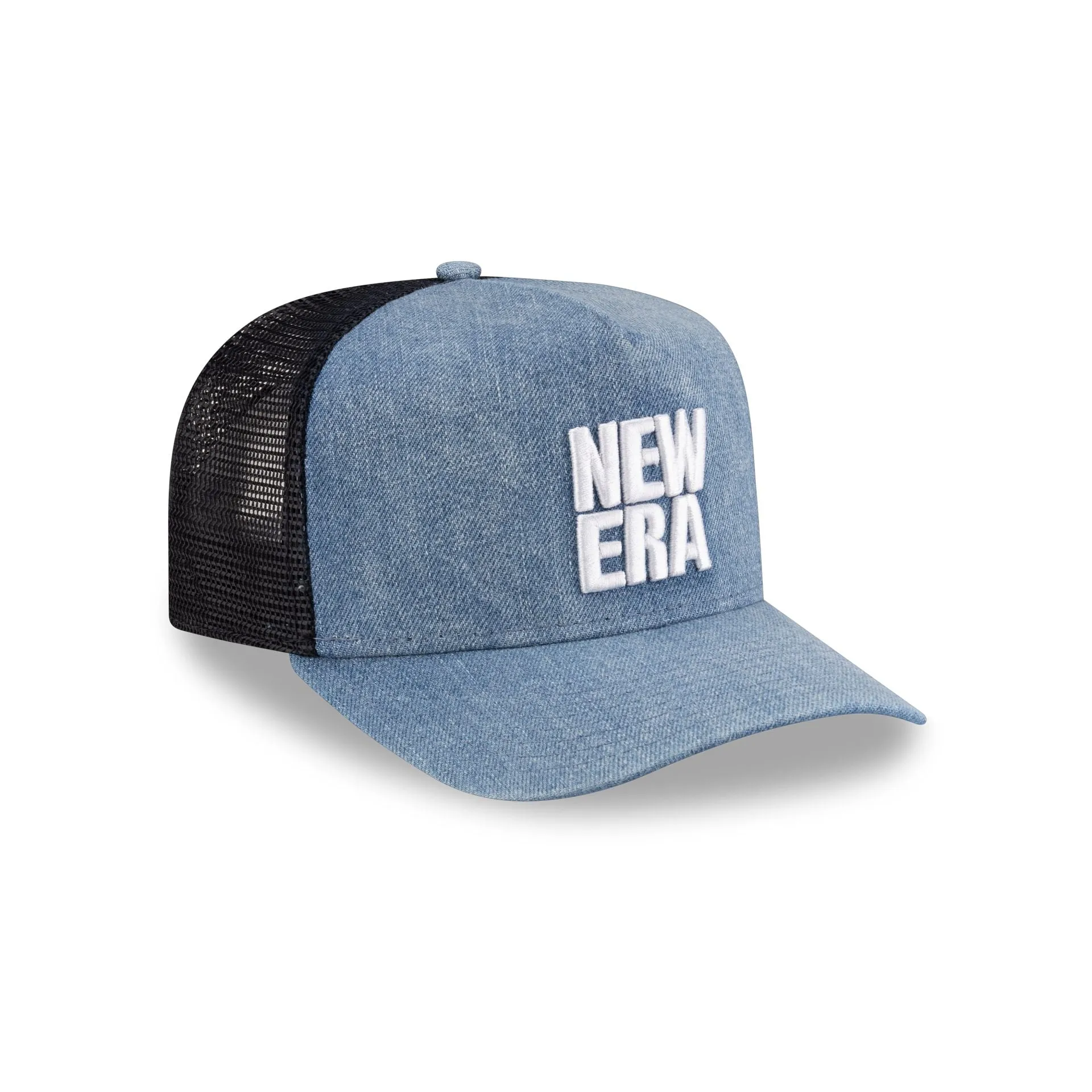 New Era Cap Square Logo Light Denim 9FORTY A-Frame Trucker Hat
