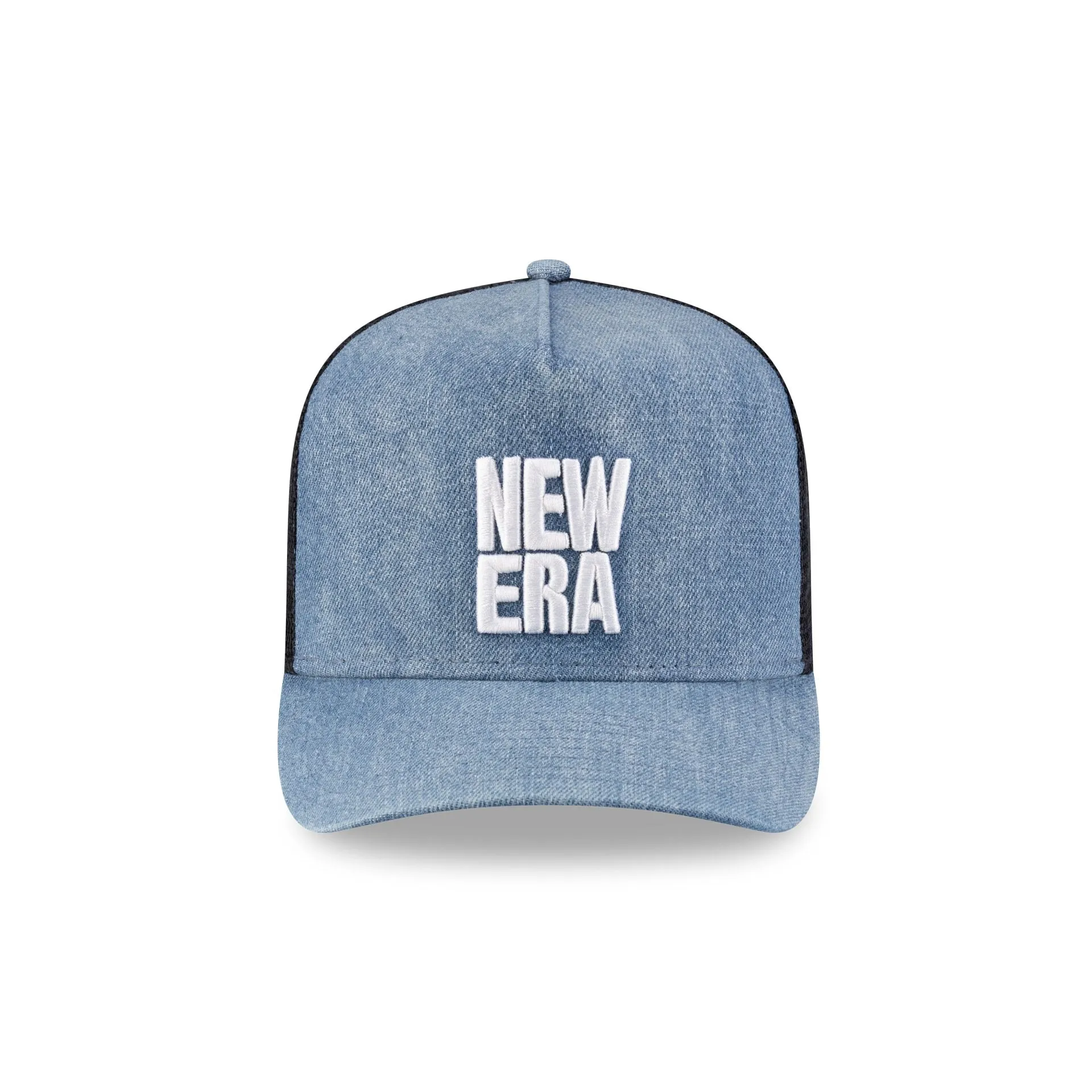 New Era Cap Square Logo Light Denim 9FORTY A-Frame Trucker Hat