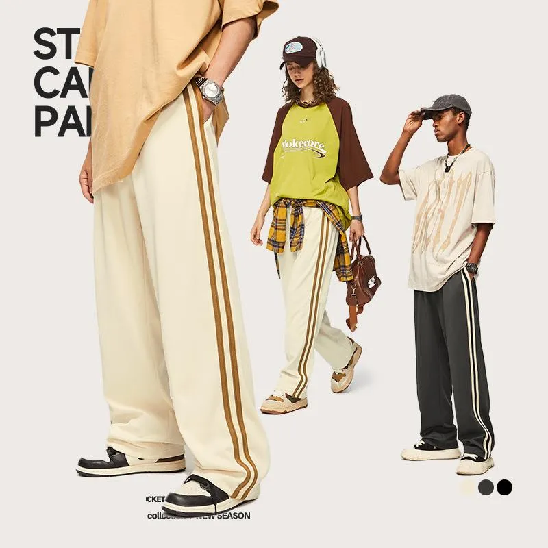 New Oxygen Cotton Sports Ribbon Straight Pants 2023 Autumn And Winter New Fashion Brand Loose Casual Men's Trousers