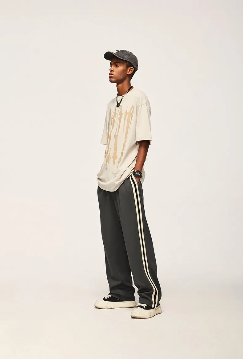 New Oxygen Cotton Sports Ribbon Straight Pants 2023 Autumn And Winter New Fashion Brand Loose Casual Men's Trousers