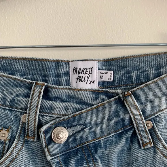 New Princess Polly Xena high rise denim shorts Size 0