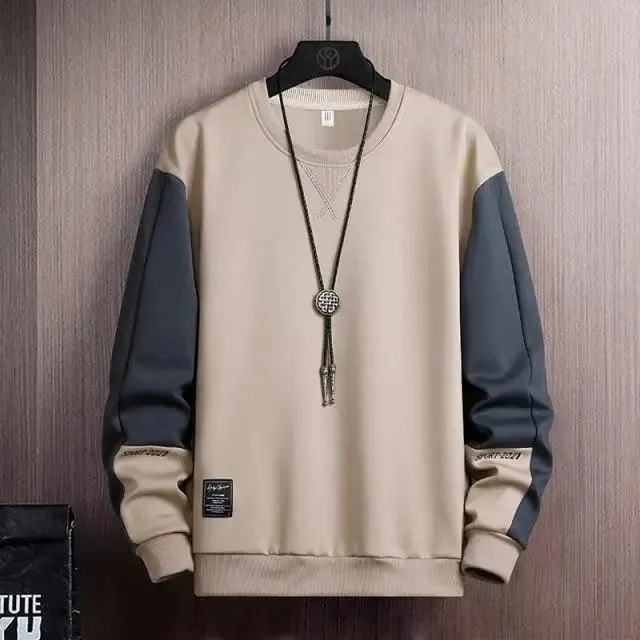 New Spring Man Sweatshirt Casual Hip Hop Streetwear Loose Hoodies Men's Patchwork Pullover Tops Male Men Sweatshirt Streetwear Loose Hoodies Solid Patchwork Pullover Tops