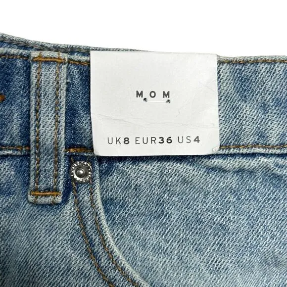 NEW TOPSHOP | Premium Mom Denim Shorts in Bleach - US Size 4