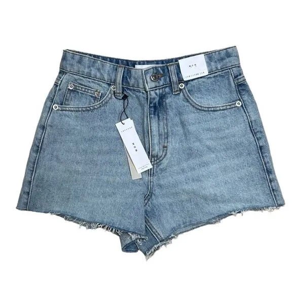 NEW TOPSHOP | Premium Mom Denim Shorts in Bleach - US Size 4
