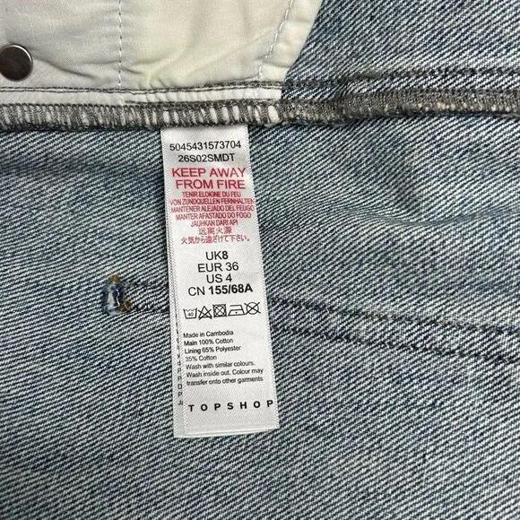 NEW TOPSHOP | Premium Mom Denim Shorts in Bleach - US Size 4