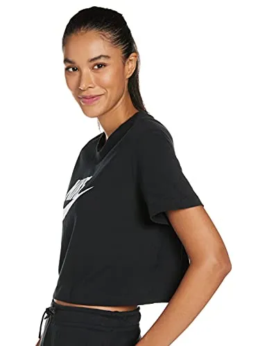 Nike Women's Sportswear Essential Cropped T-Shirt (Medium), Black/White