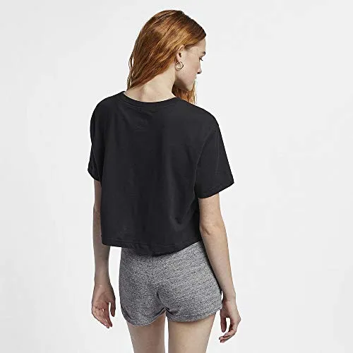 Nike Women's Sportswear Essential Cropped T-Shirt (Medium), Black/White