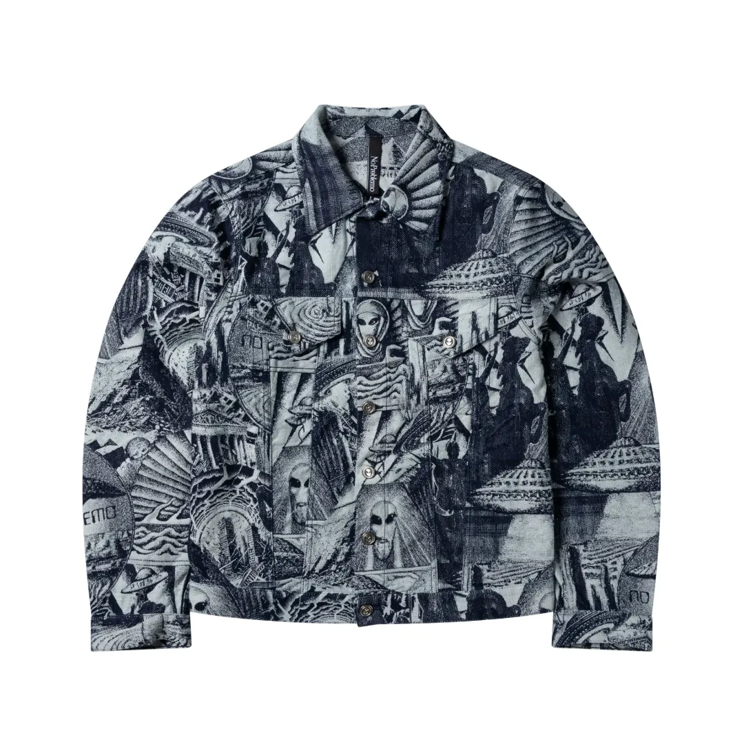 No Problemo - Apocalypse Jacquard Trucker Jacket- Blue