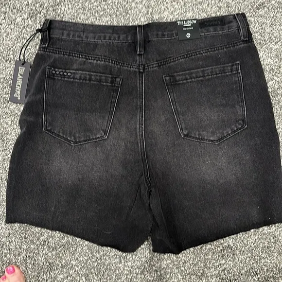 NWT BlankNYC black denim short. Size 30. Waist flat 17”. Rise 12”. Inseam 5.5”