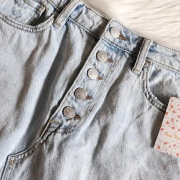NWT Free People Mini Denim Skirt Size 27]6 A Line Button Up