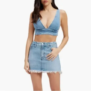 NWT Good American Micro Raw Hem Mini Skirt Size 10/30.