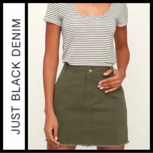 NWT Just Black Army Green Tatiana Denim Skirt
