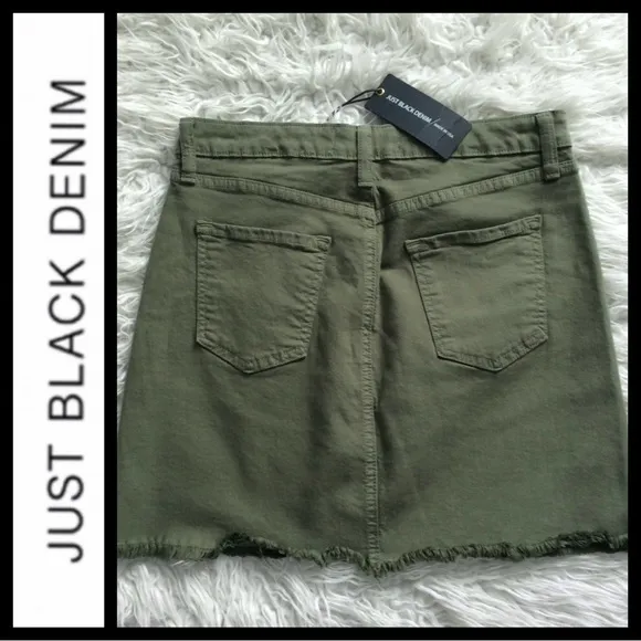 NWT Just Black Army Green Tatiana Denim Skirt