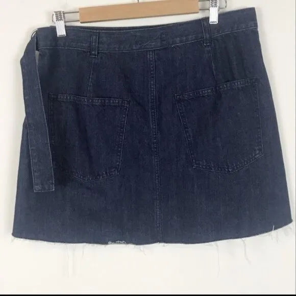 NWT Madewell Denim Raw Hem Mini Wrap Skirt Size 2