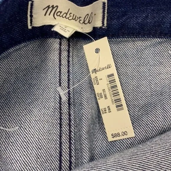 NWT Madewell Denim Raw Hem Mini Wrap Skirt Size 2