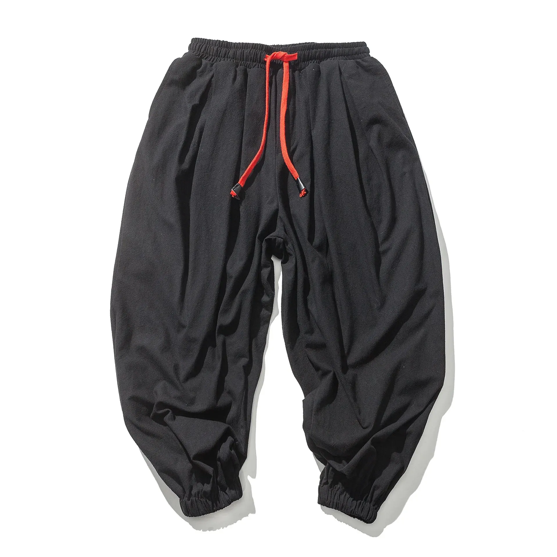 Obsidian Phoenix Luxury Oversized Men’s Harem Pants - High-Quality Loose Fit Chinese Linen Sweatpants for Autumn