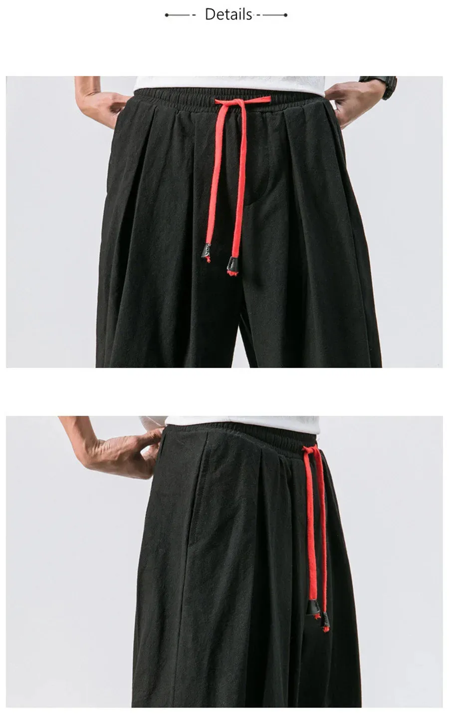 Obsidian Phoenix Luxury Oversized Men’s Harem Pants - High-Quality Loose Fit Chinese Linen Sweatpants for Autumn