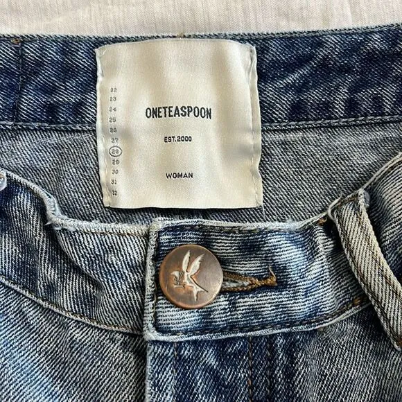One Teaspoon Bonita High Waist Cut Off Denim Shorts Size 28